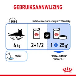 Royal Canin Indoor Sterilised 7+ In Gravy Kattenvoer 12x85g -ROYAL Voer Winkel Royal Canin Indoor Sterilised 7 Gravy Kat NL Dosage